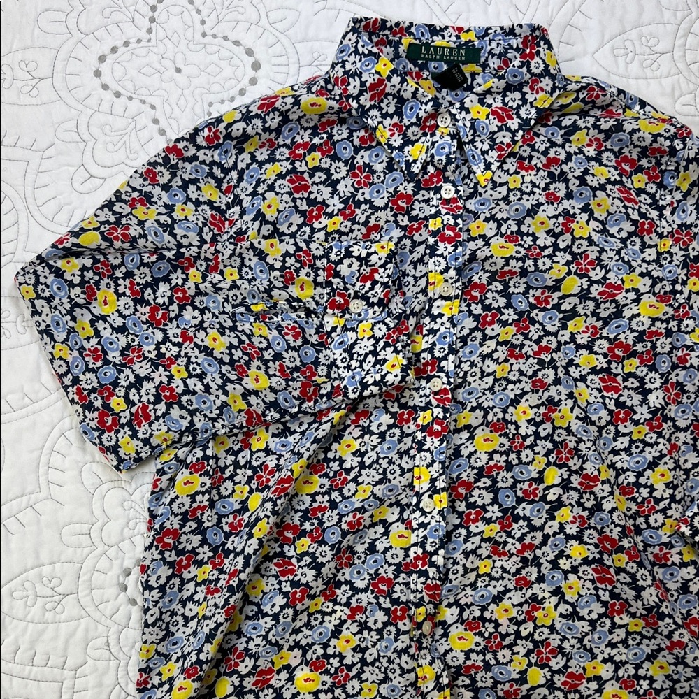 Lauren Ralph Lauren Floral Long Sleeve Button Down Shirt - Women’s Collared Top